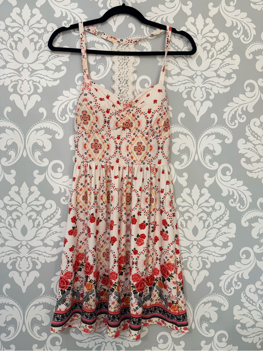 💫4/$25 • No Boundaries Floral Lace-Back Sundress in Ivory and Red